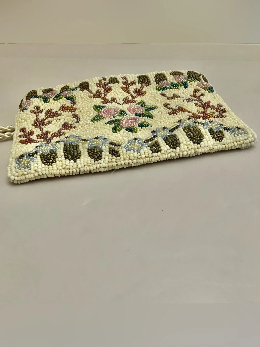 Vintage Christiana Beaded Floral Pattern Shoulder Bag Crossbody Purse 6.75 X 5”